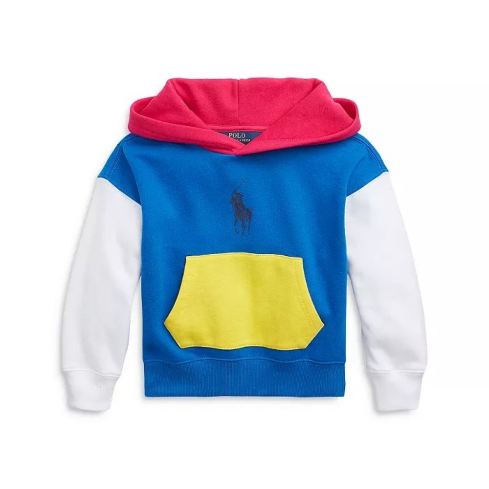 Polo Ralph Lauren Girls 6X  Color Block Fleece Pullover Hoodie Sweatershirt